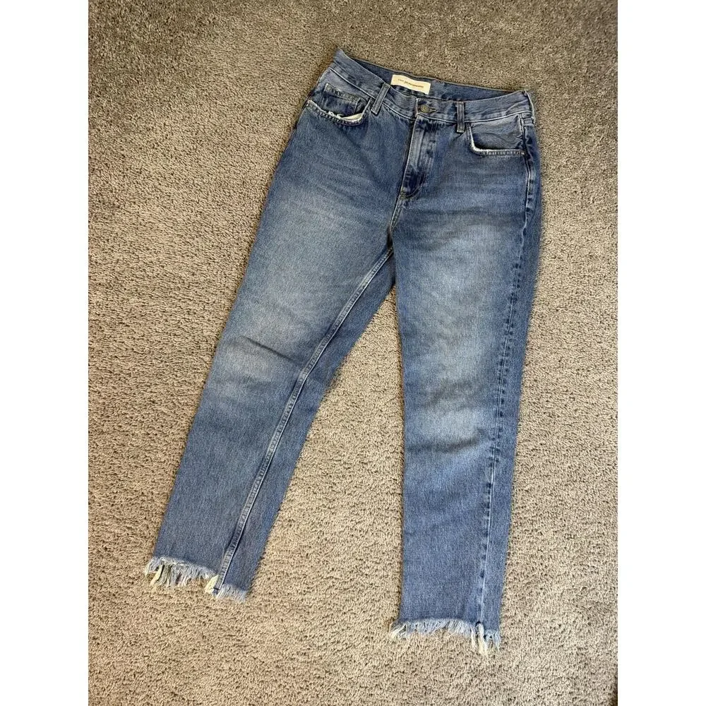 Pilcro And The Letterpress Tilde High Rise Jeans Womens 28 Blue Slim Straight